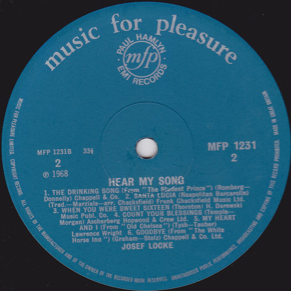 Josef Locke : Hear My Song (LP, Album, Mono)