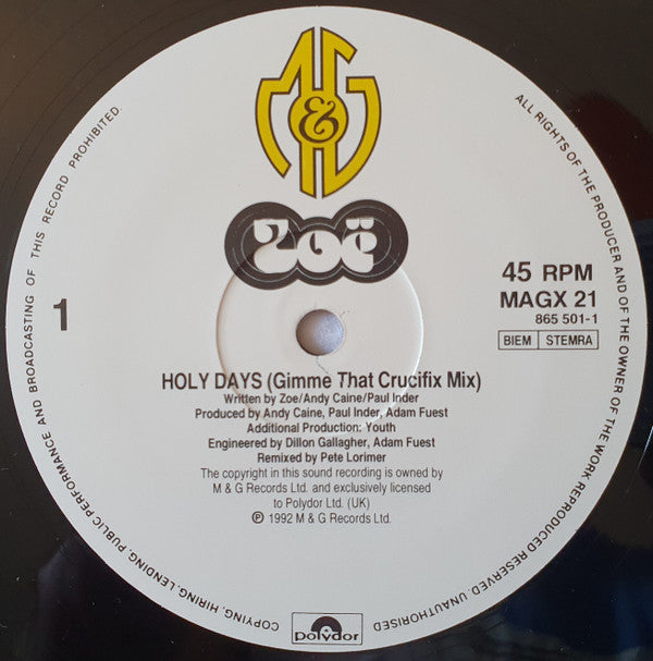 Zoë : Holy Days (12", Single)