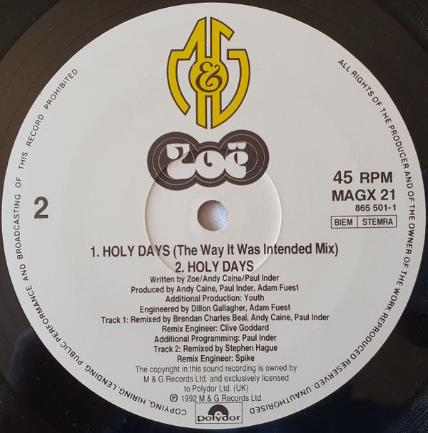 Zoë : Holy Days (12", Single)