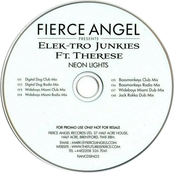 Elek-tro Junkies Ft. Therese : Neon Lights (CD, Single, Promo)