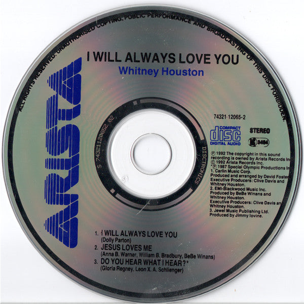 Whitney Houston : I Will Always Love You (CD, Single)