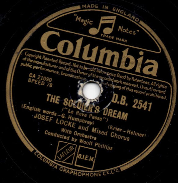 Josef Locke : While The Angelus Was Ringing / The Soldier's Dream (Shellac, 10", DT)