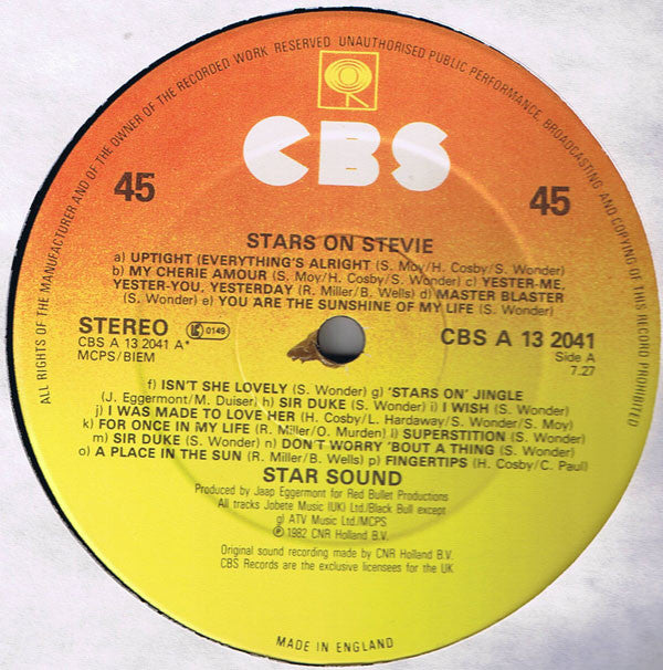 Stars On 45 : Stars On Stevie (12", Single)