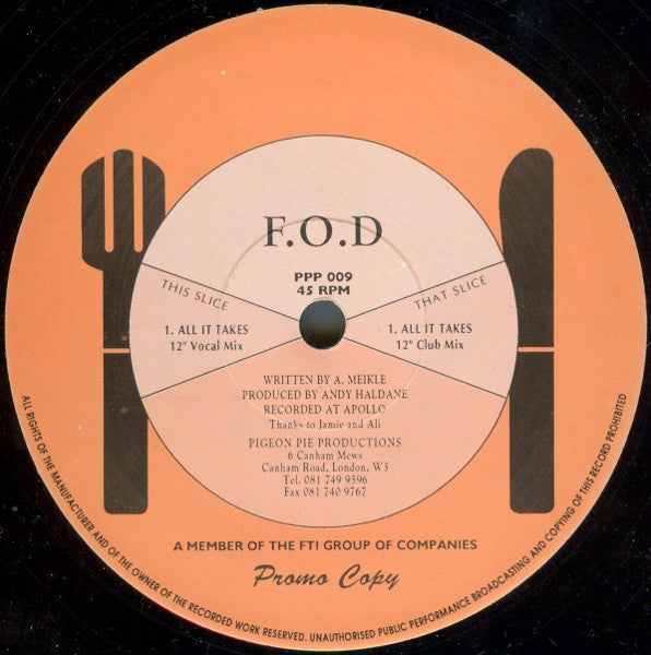 F.O.D. : All It Takes (12", Promo)