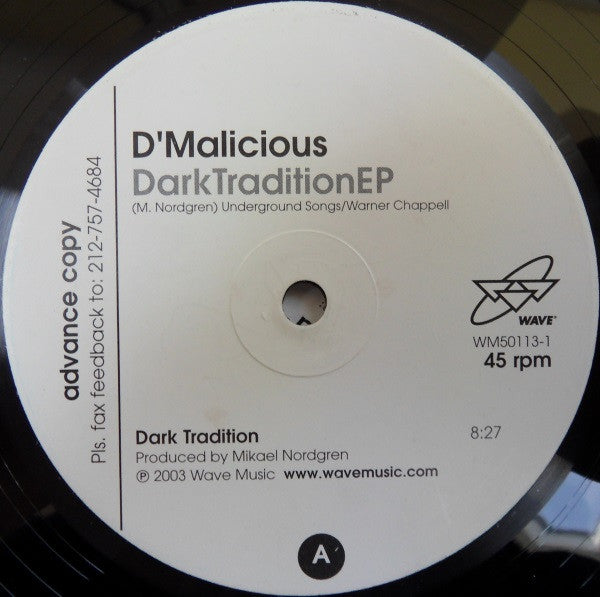D'Malicious : Dark Tradition EP (12", Promo)