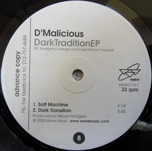 D'Malicious : Dark Tradition EP (12", Promo)