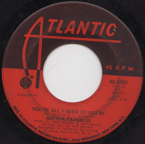 Aretha Franklin : You're All I Need To Get By / Pullin' (7", PL )