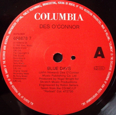 Des O'Connor : Blue Days (7", Single)