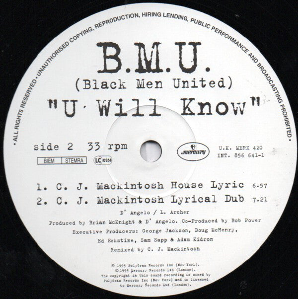 B.M.U. : U Will Know (12", Single)