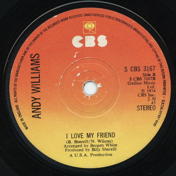 Andy Williams : You Lay So Easy On My Mind (7")