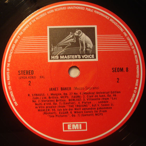 Janet Baker : Songs And Arias By Purcell, J.S. Bach, Handel, Mendelssohn, Berlioz, Fauré, Mahler, Strauss, Elgar (LP, Comp)