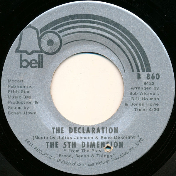 The Fifth Dimension : The Declaration / Medley: A Change Is Gonna Come/People Gotta Be Free (7", Single)