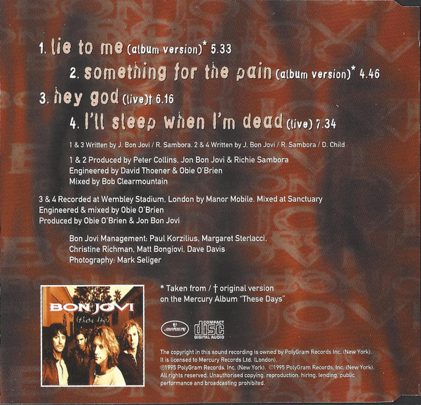 Bon Jovi : Lie To Me (CD, Single)