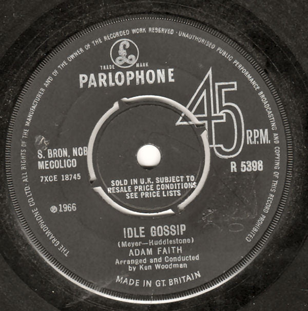 Adam Faith : Idle Gossip (7", Single)