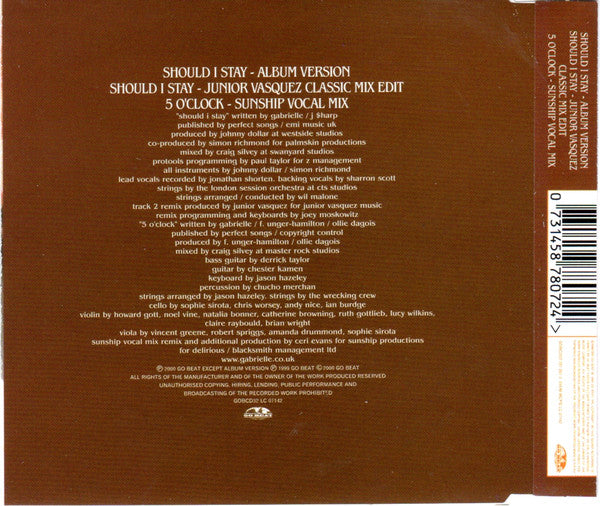 Gabrielle : Should I Stay (CD, Single)