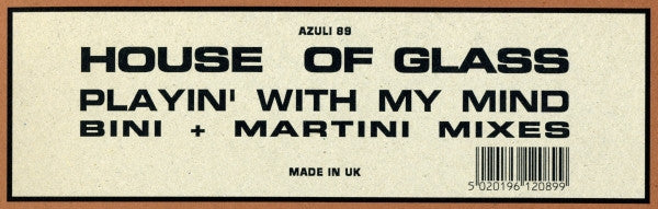 House Of Glass : Playin' With My Mind (Bini + Martini Mixes) (Vinyl, Promo, W/Lbl)