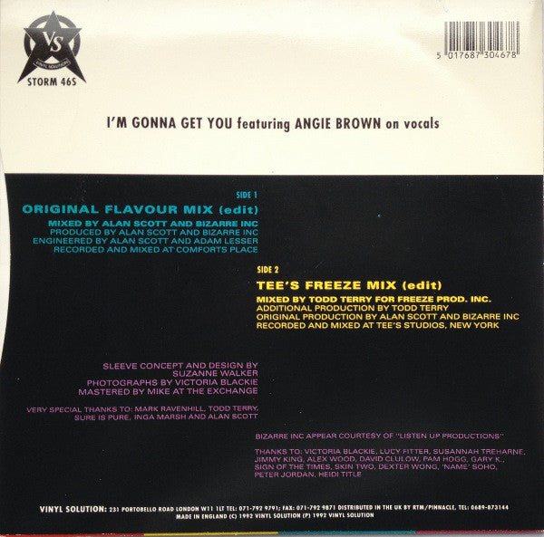 Bizarre Inc Featuring Angie Brown : I'm Gonna Get You (7", Single)