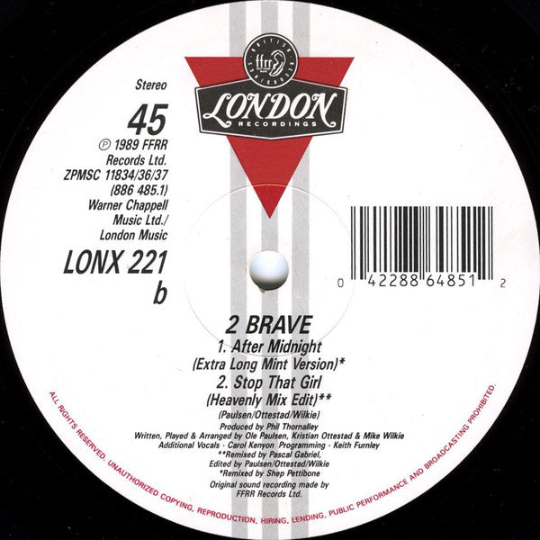 2 Brave : After Midnight (12", Single)