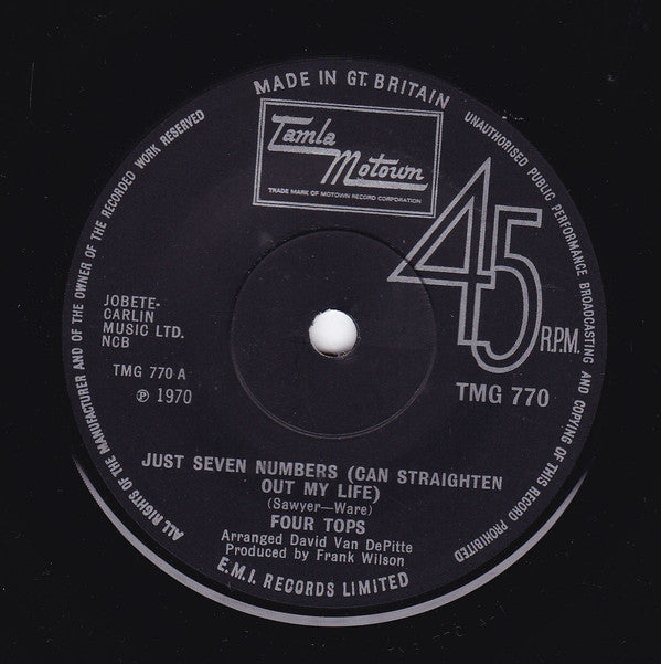 Four Tops : Just Seven Numbers (Can Straighten Out My Life) (7", Single, Sol)