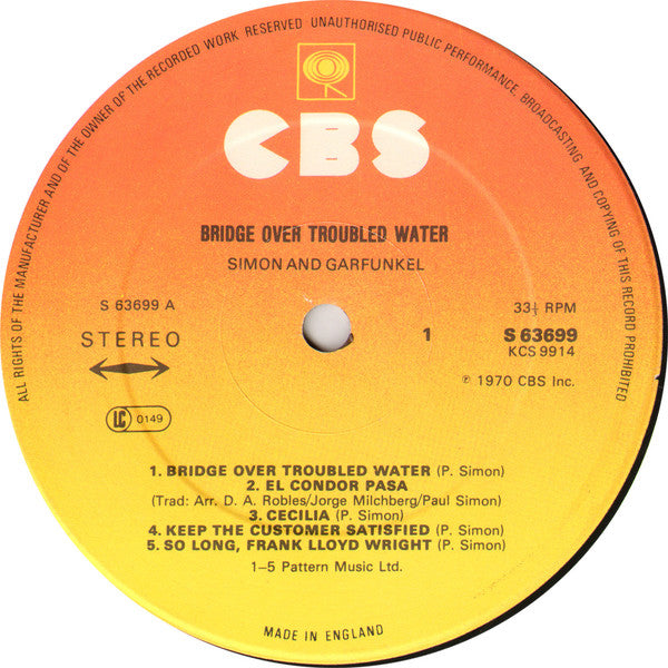 Simon & Garfunkel : Bridge Over Troubled Water (LP, Album, RE, Ast)