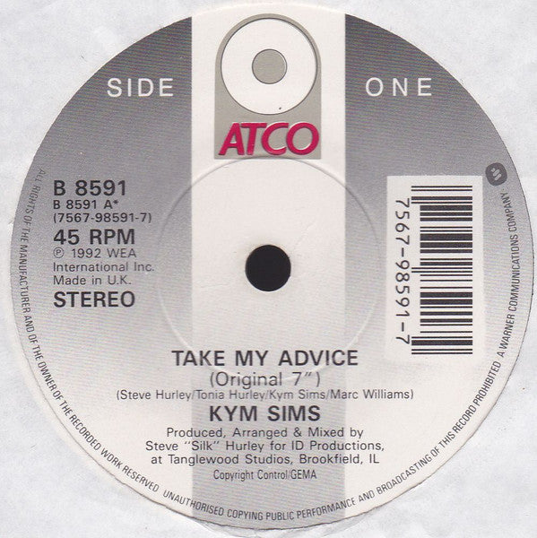 Kym Sims : Take My Advice (7", Single)