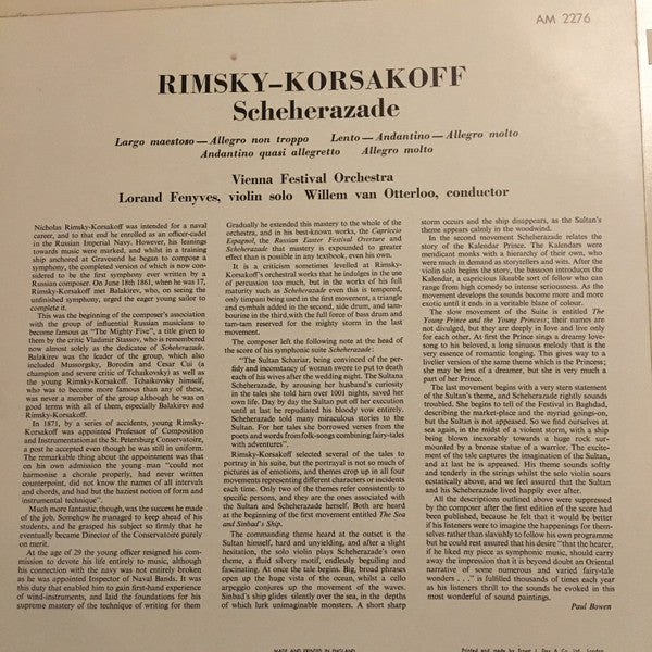 Nikolai Rimsky-Korsakov - Wiener Festspielorchester, Willem Van Otterloo : Sheherazade (LP, Mono)