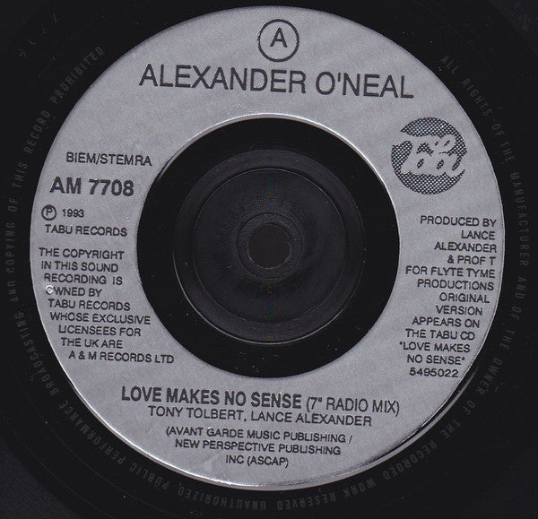 Alexander O'Neal : Love Makes No Sense (7")