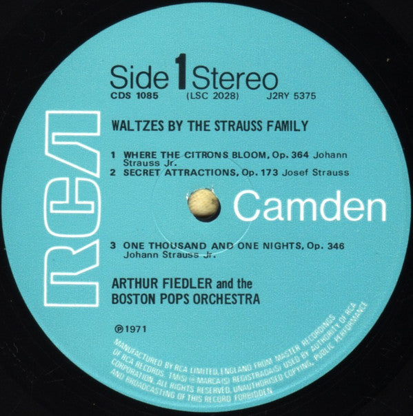 Arthur Fiedler And The Boston Pops Orchestra : Waltzes By The Strauss Family (LP, RE)