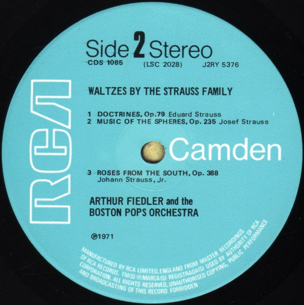 Arthur Fiedler And The Boston Pops Orchestra : Waltzes By The Strauss Family (LP, RE)