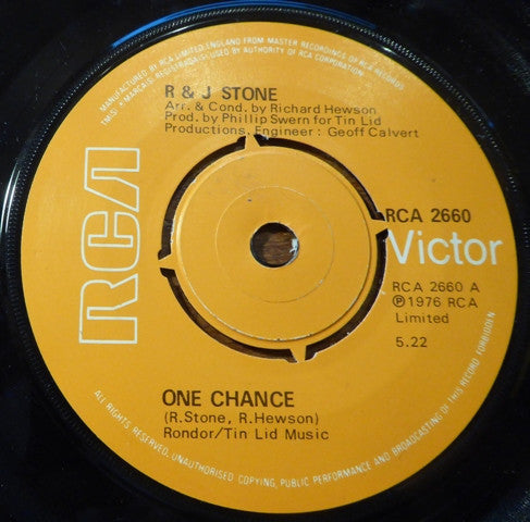 R & J Stone : One Chance (7")