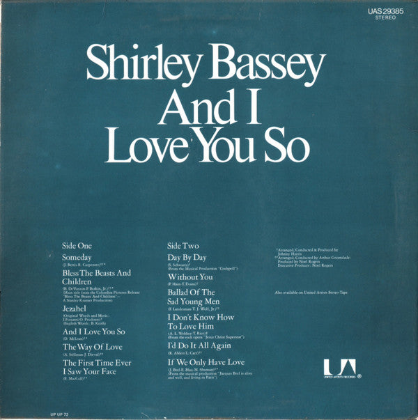 Shirley Bassey : And I Love You So (LP, Album)