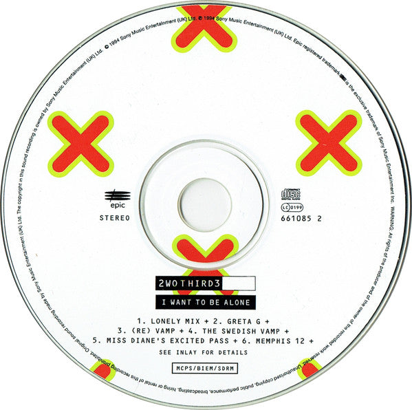 2wo Third3 : I Want To Be Alone (CD, Single)