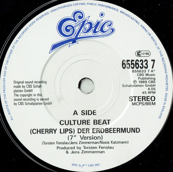 Culture Beat : (Cherry Lips) Der Erdbeermund (7", Single)