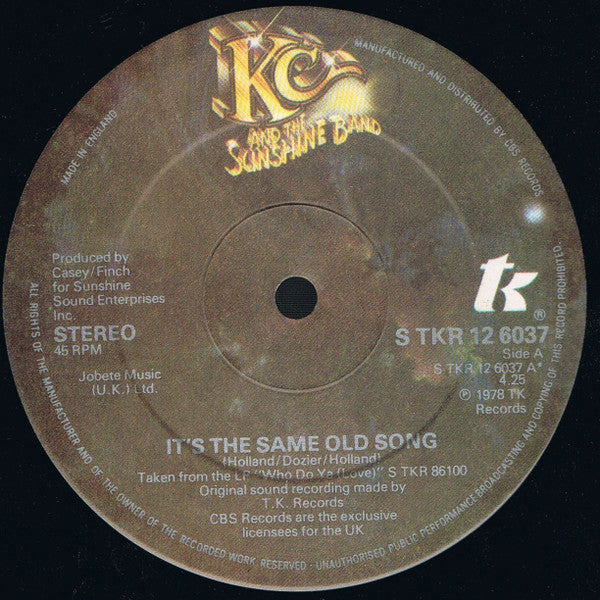 KC & The Sunshine Band : It's The Same Old Song (12", Single, Ltd)