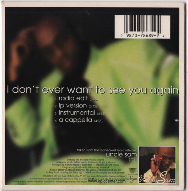 Uncle Sam (4) : I Don't Ever Want To See You Again (CD, Single, Car)