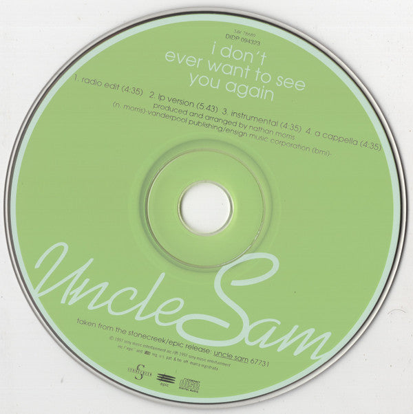 Uncle Sam (4) : I Don't Ever Want To See You Again (CD, Single, Car)