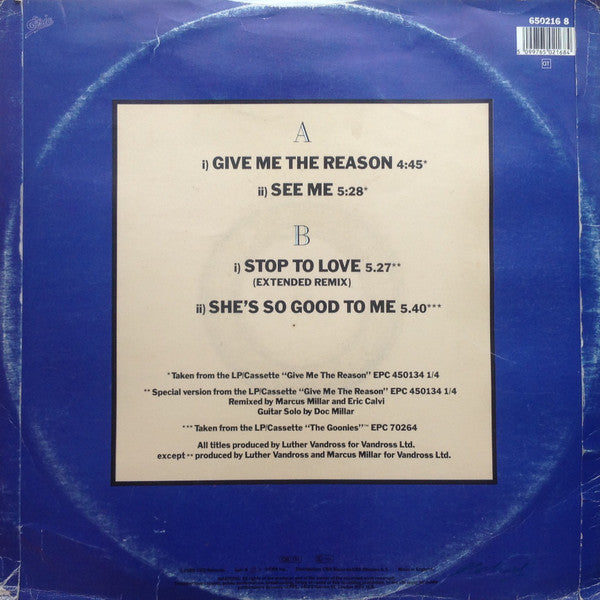 Luther Vandross : Give Me The Reason (12")
