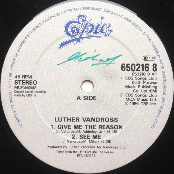 Luther Vandross : Give Me The Reason (12")