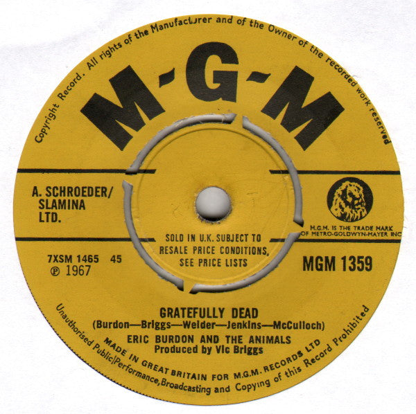Eric Burdon & The Animals : San Franciscan Nights / Gratefully Dead (7", Single, Pus)