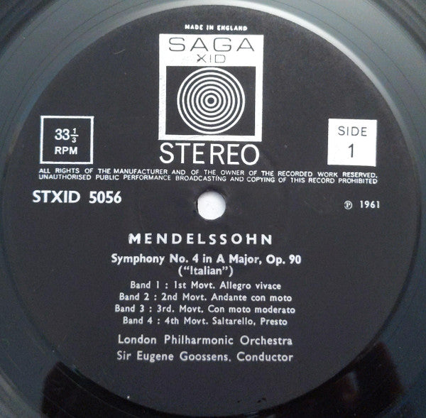 Felix Mendelssohn-Bartholdy : The Italian, The Reformation Symphonies (LP)
