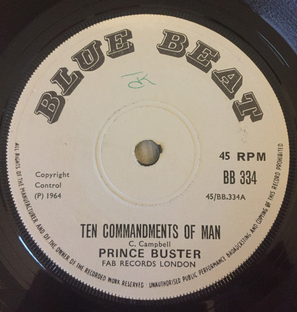 Prince Buster : Ten Commandments Of Man (7", Single, RE, Whi)