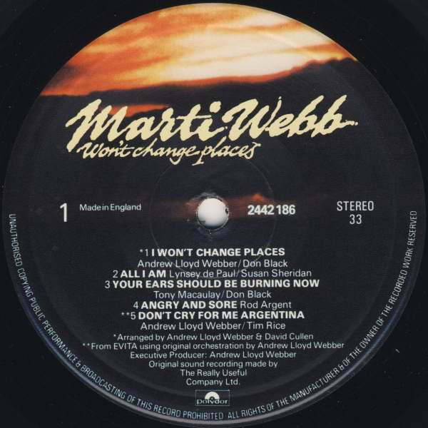 Marti Webb : Won't Change Places (LP, Album)