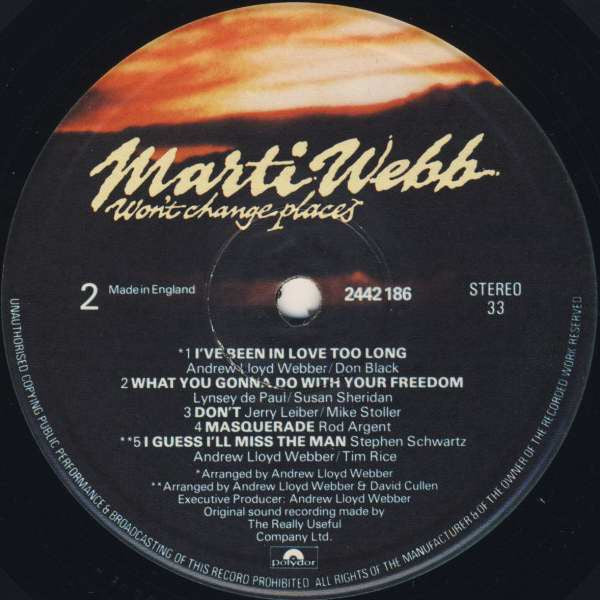 Marti Webb : Won't Change Places (LP, Album)