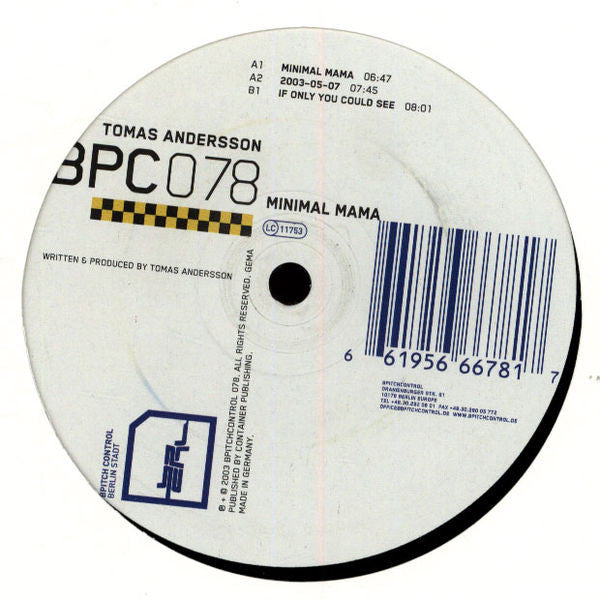 Tomas Andersson : Minimal Mama (12", EP)