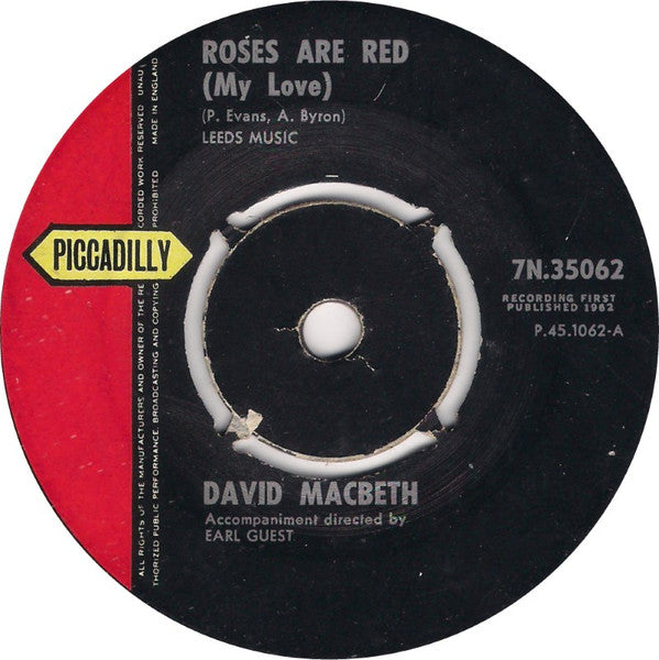David MacBeth : Roses Are Red (My Love) (7")