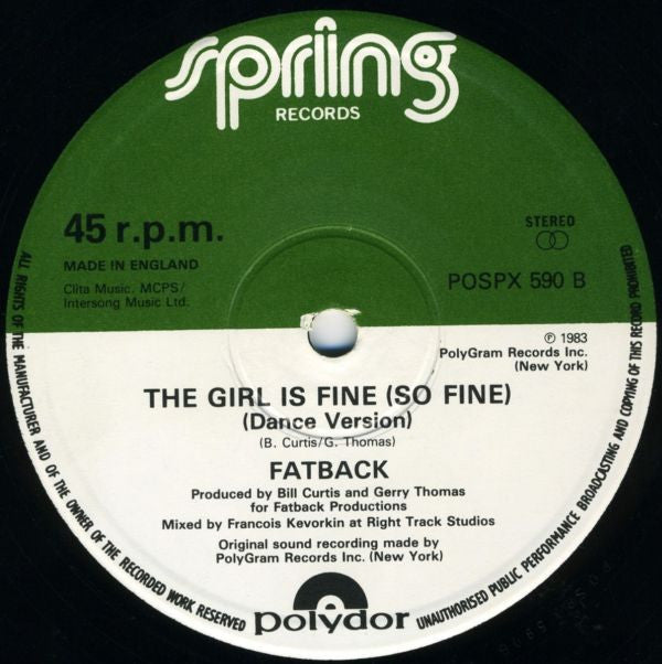 The Fatback Band : The Girl Is Fine (So Fine) (12")