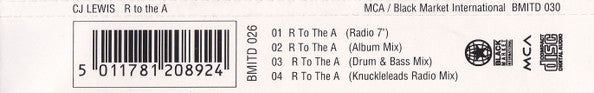 CJ Lewis : R To The A (CD, Single)