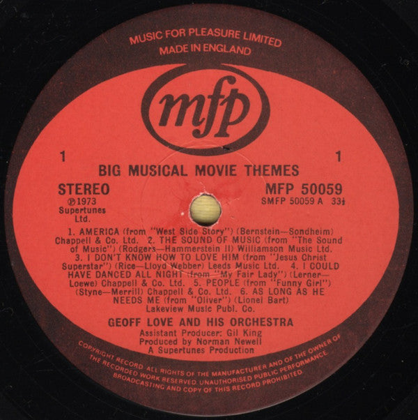 Geoff Love & His Orchestra : Big Musical Movie Themes (LP)