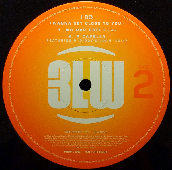 3LW Featuring P. Diddy & Loon : I Do (Wanna Get Close To You) (12", Promo)