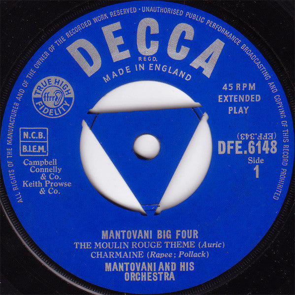 Mantovani And His Orchestra : Mantovani's Big Four (7", EP, RE, RP, Tri)